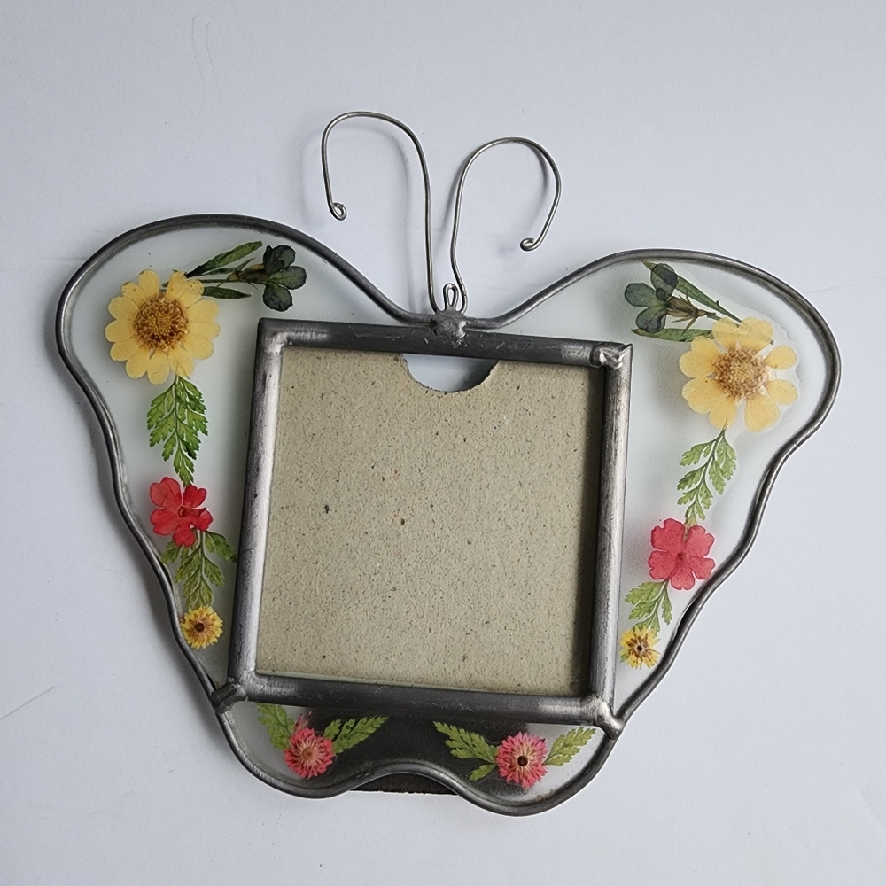 Pressed flower butterfly frame vintage